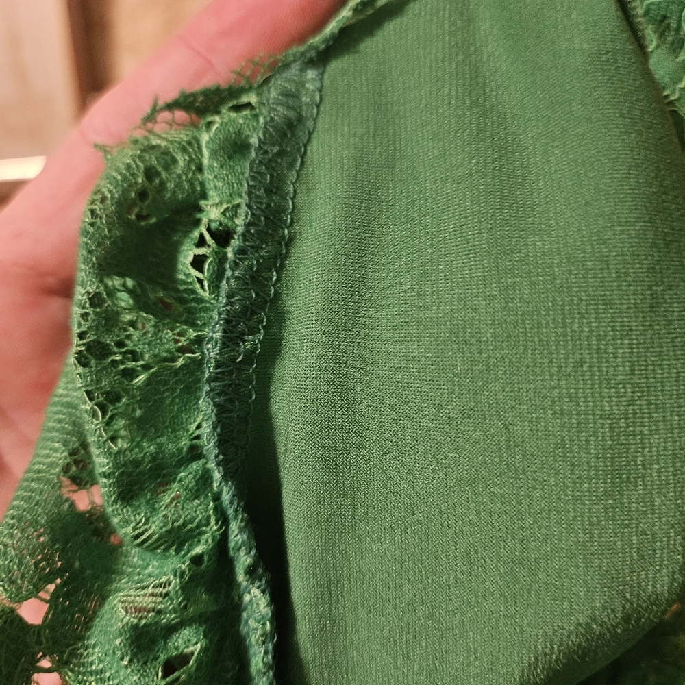 ZARA SMALL GREEN LINED LACE SHORTS - Picture 15 of 16